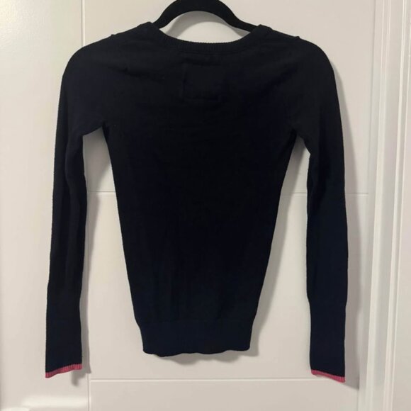 Abercrombie Kids girls V-neck sweater in deep navy blue with pink logo - Picture 2 of 3